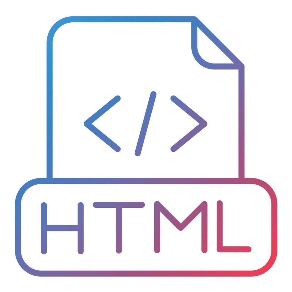 icono de degradado de línea de archivo html vector