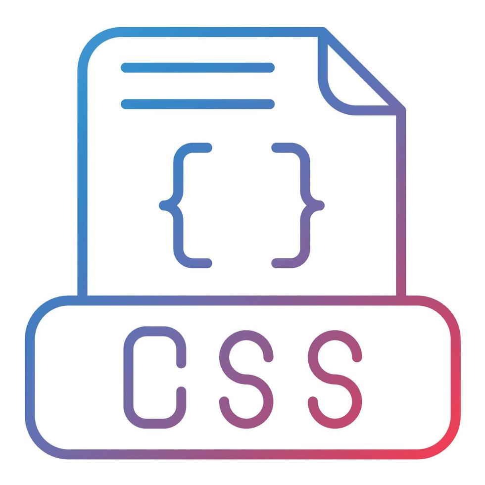 icono de degradado de línea de archivo css vector