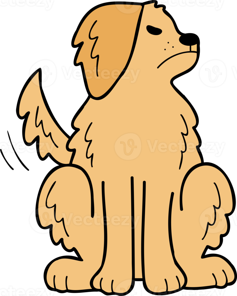 Hand Drawn angry Golden retriever Dog illustration in doodle style png