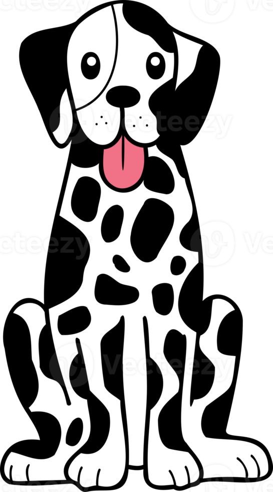 Hand Drawn Dalmatian Dog sitting waiting for owner illustration in doodle style png