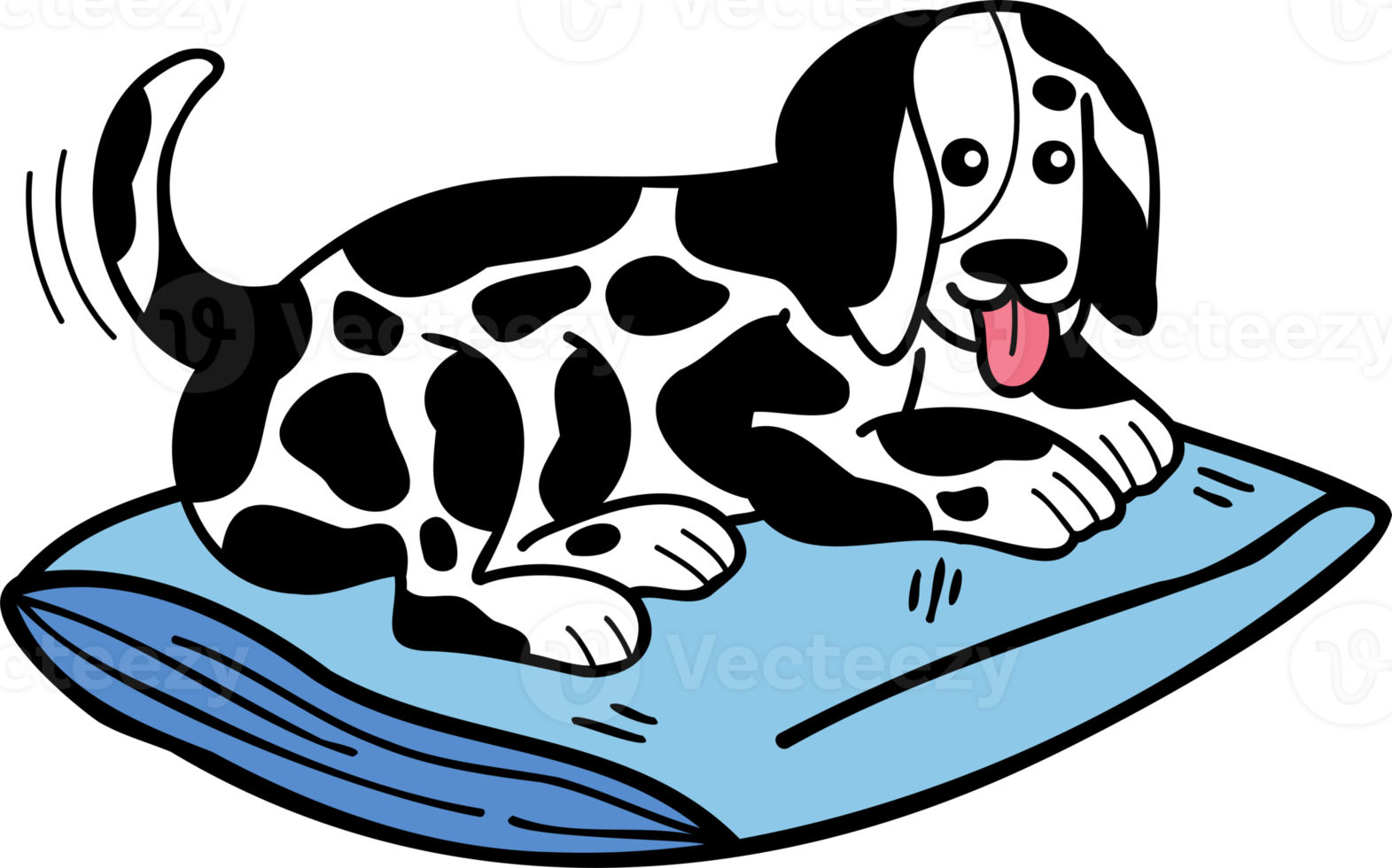 hand gezeichnete schlafende dalmatinische hundeillustration im gekritzelstil png