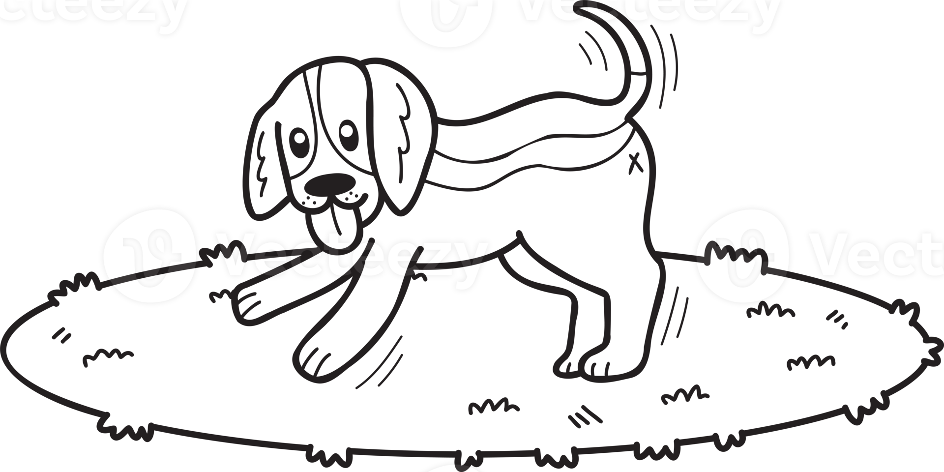 Hand Drawn Beagle Dog walking illustration in doodle style png