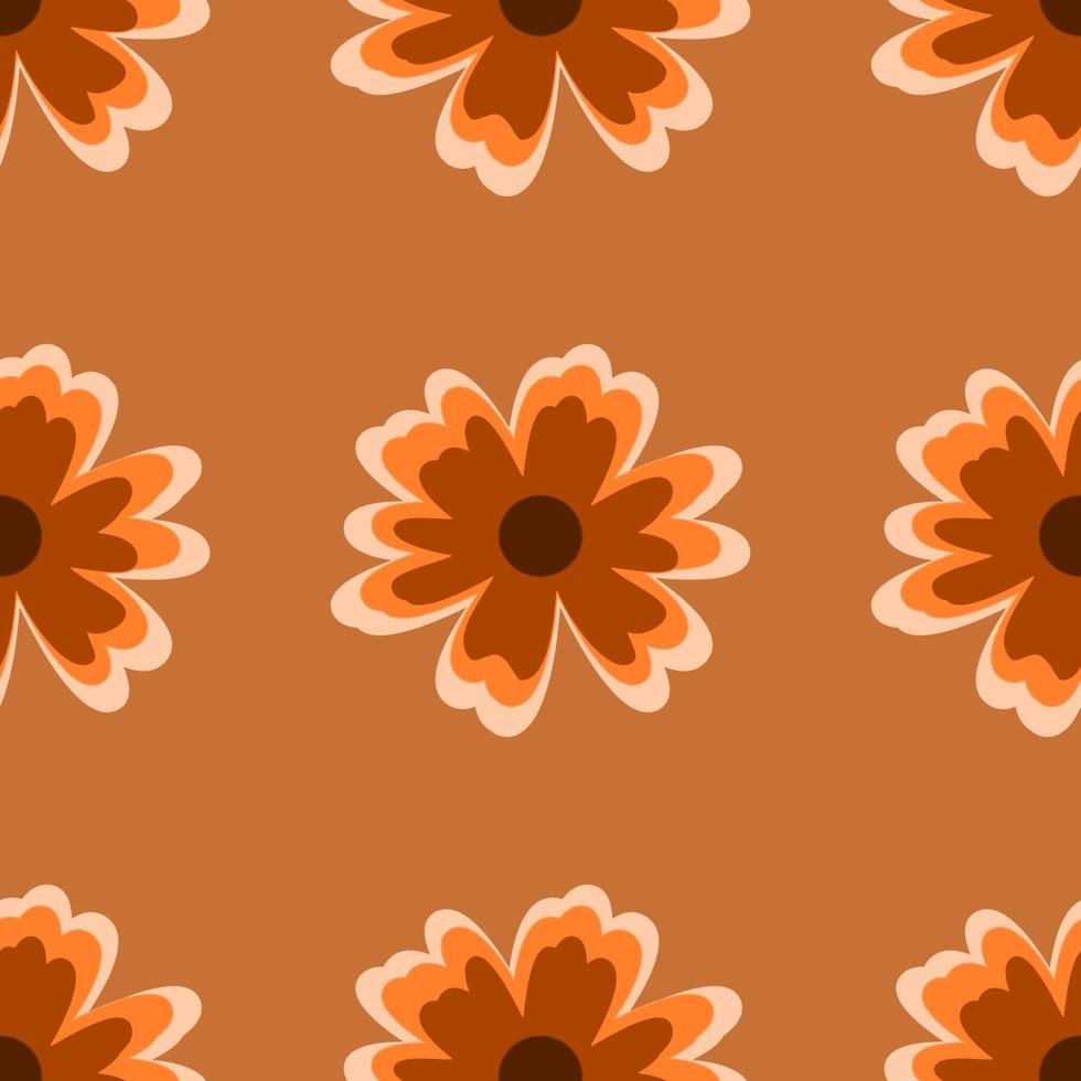 orange brown flowers seamless fabric ceramic paper pattern vector