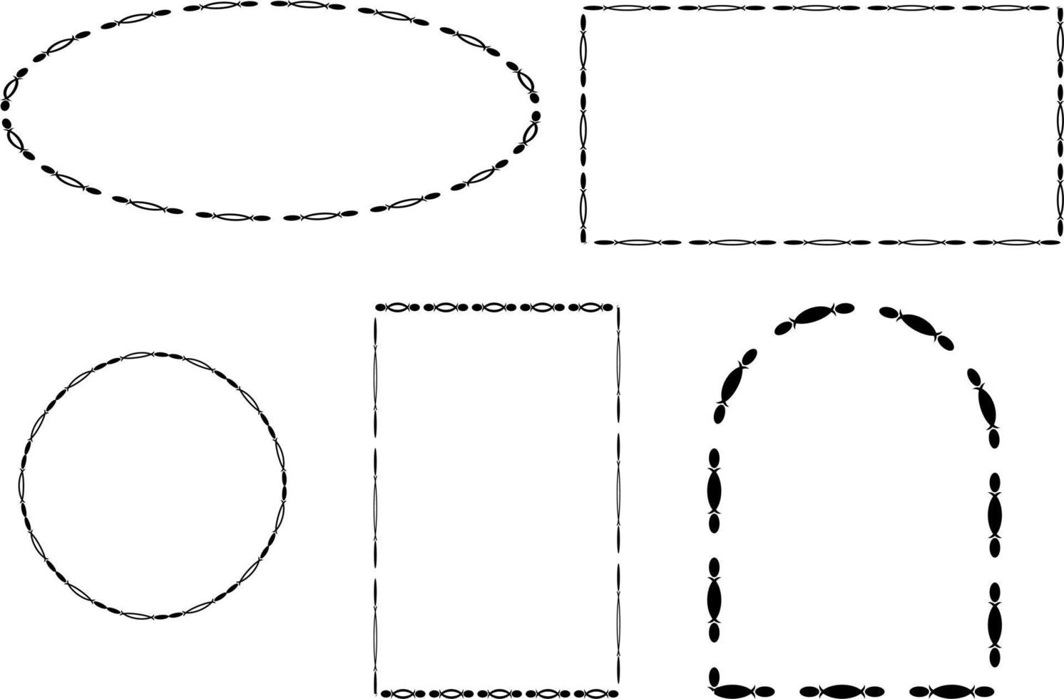 black color curve circle square frames set vector