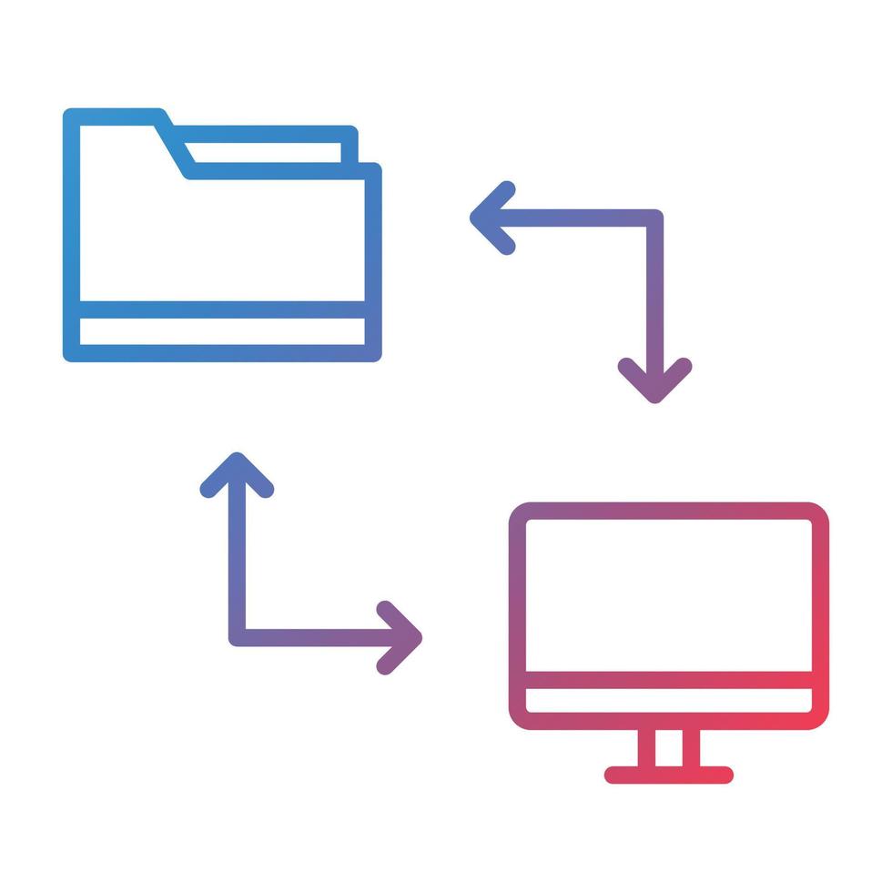 icono de gradiente de línea de transferencia de archivos en línea vector