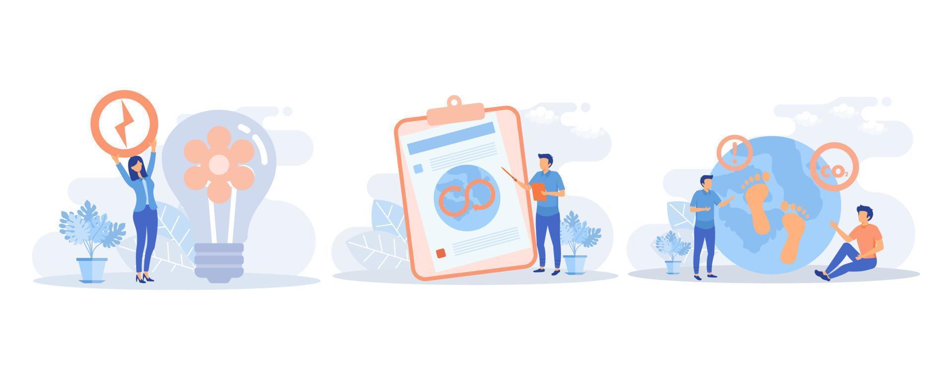 Circular economy illustration. Sustainable economic growth, green energy and reduce co2 emission and climate impact. flat vector modern illustration