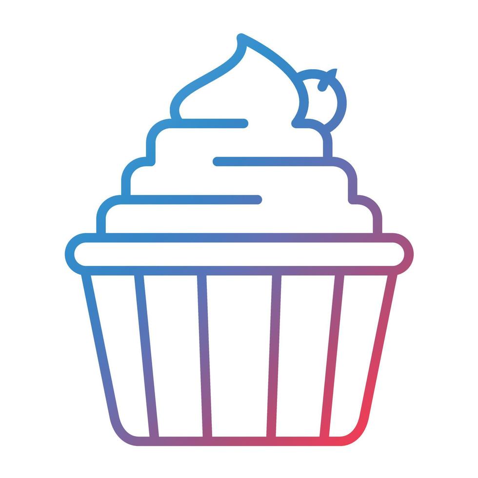 icono de gradiente de línea de cupcake vector