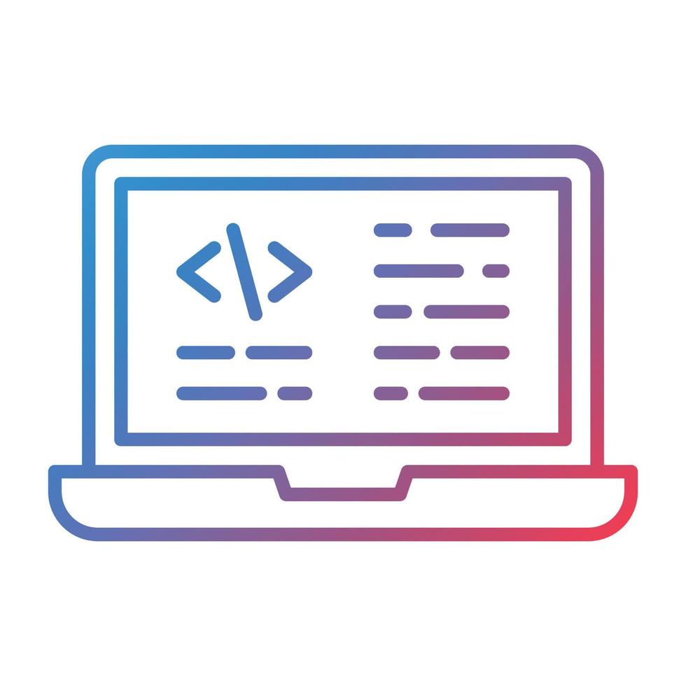 Laptop Coding Line Gradient Icon vector