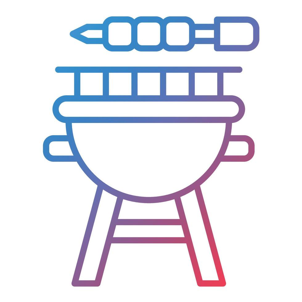 icono de gradiente de línea de parrilla de barbacoa vector