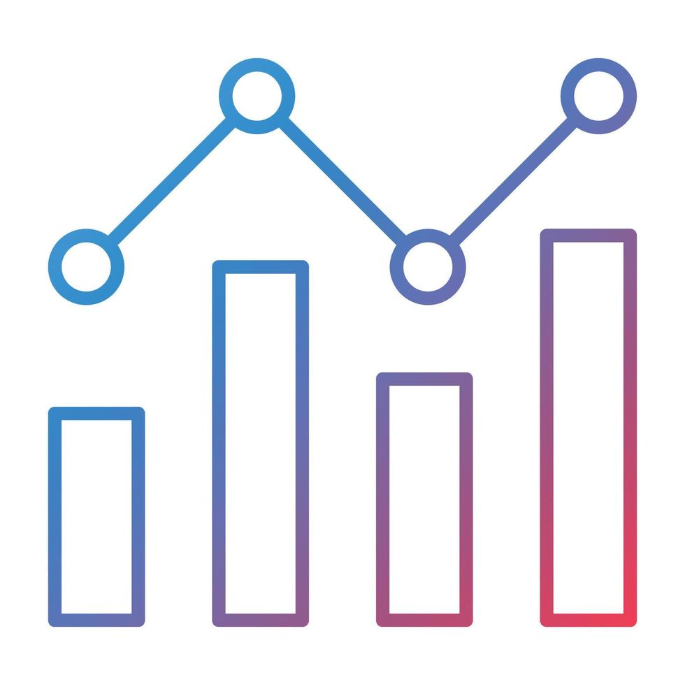 Bar Chart Line Gradient Icon vector