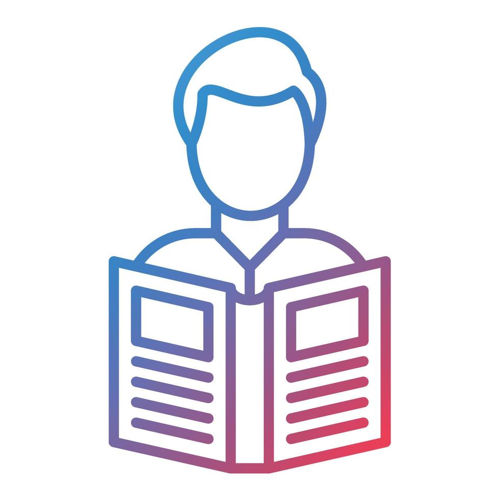 Man Reading Book Line Gradient Icon vector
