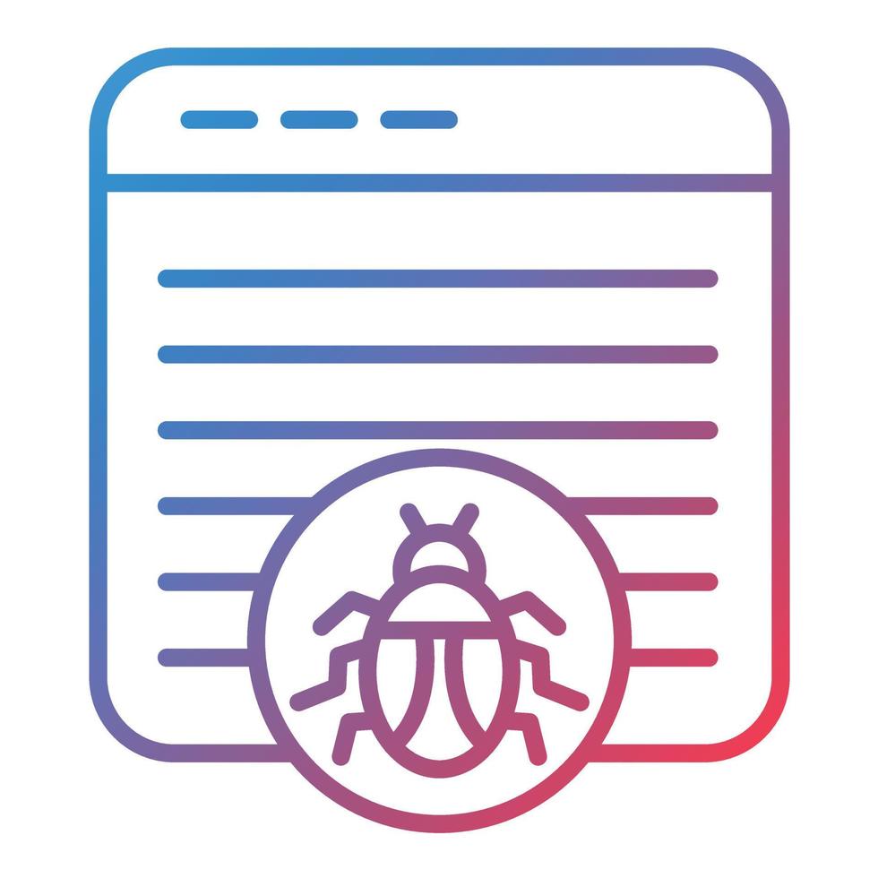 Website Bug Line Gradient Icon vector