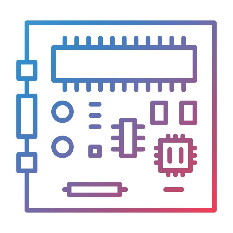 icono de degradado de línea de placa base vector