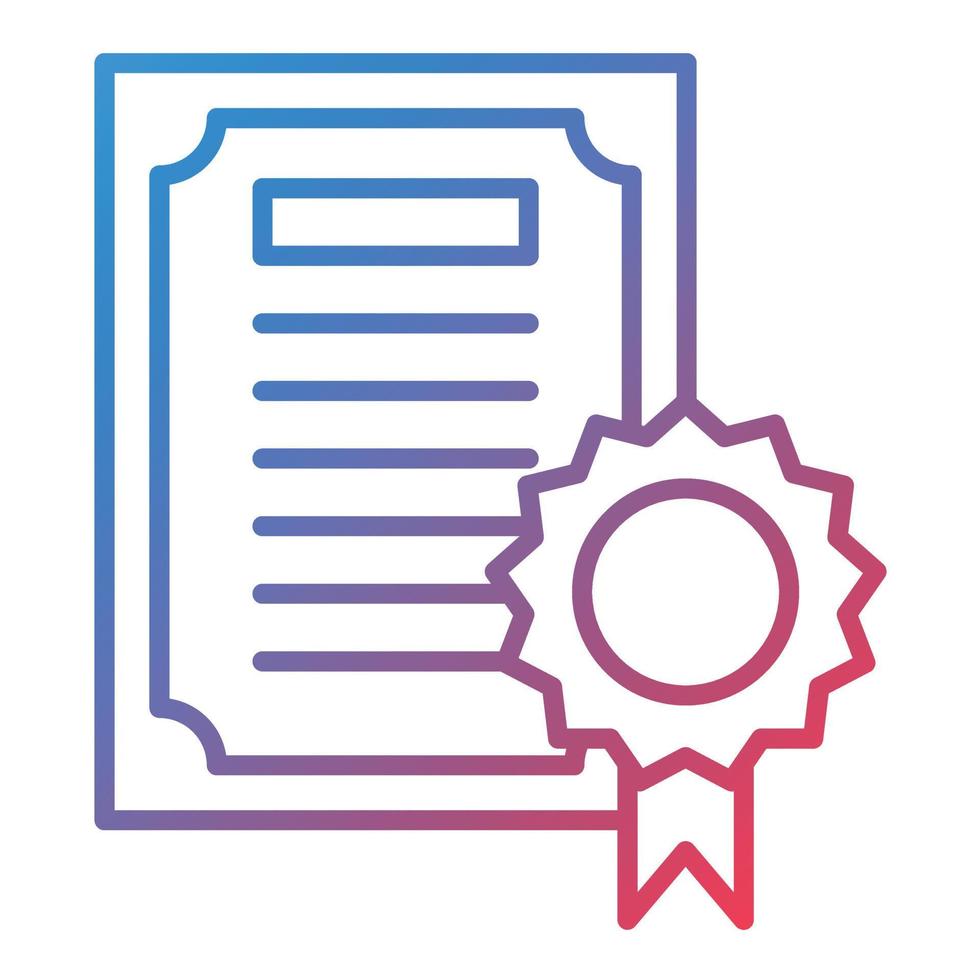 Certificate Line Gradient Icon vector