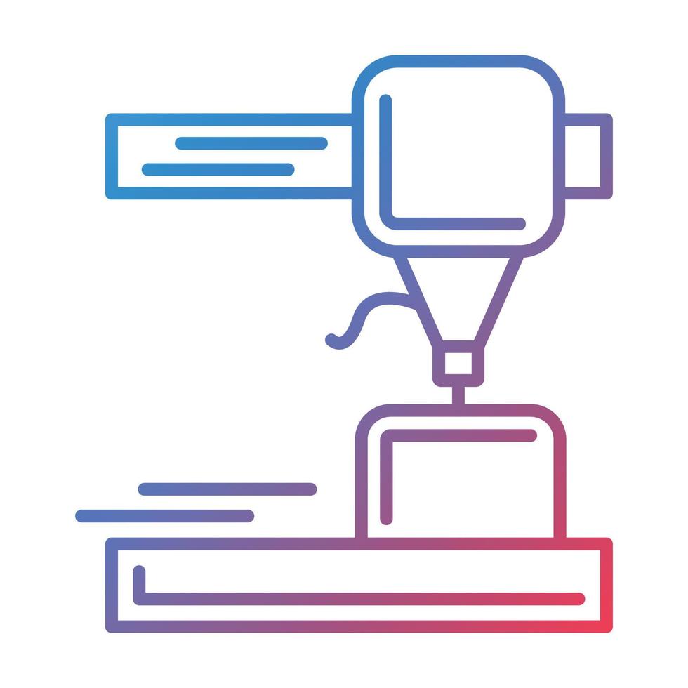 3D Printer Line Gradient Icon vector