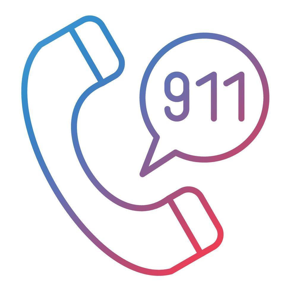 llame al icono de gradiente de línea 911 vector