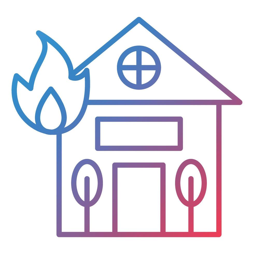 House Fire Line Gradient Icon vector