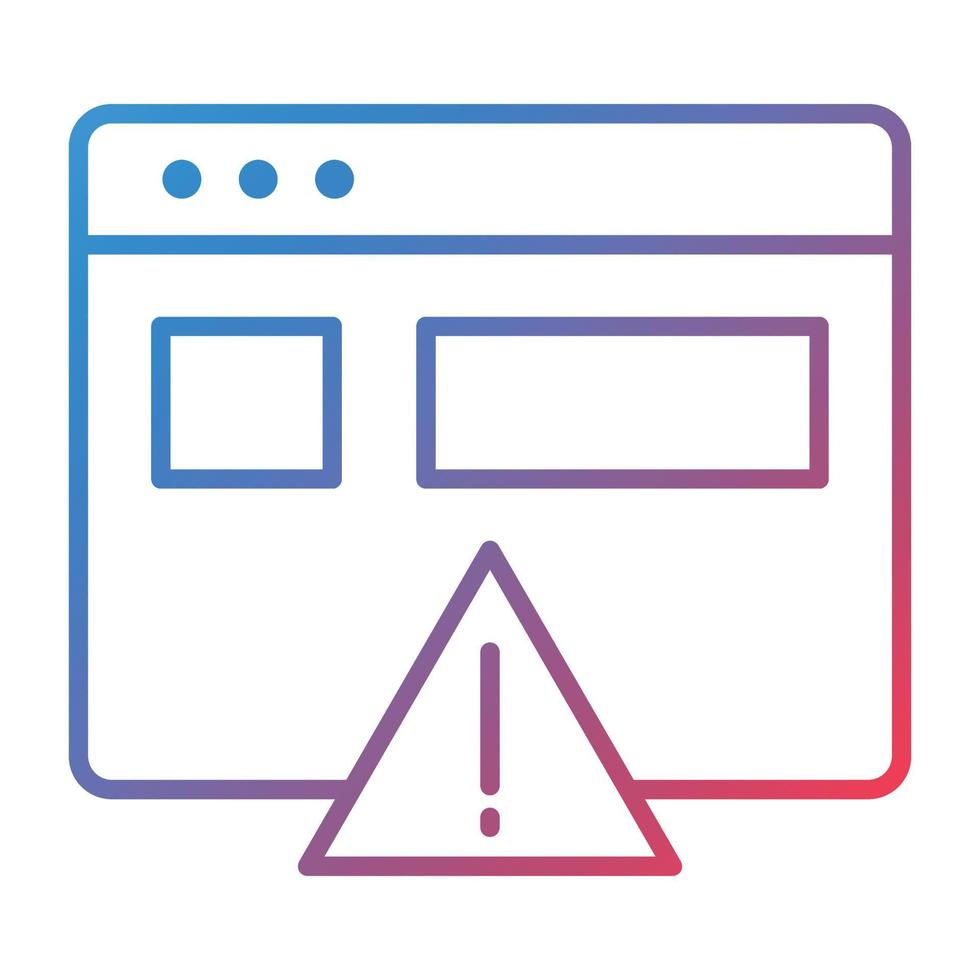 icono de gradiente de línea de error del sitio web vector