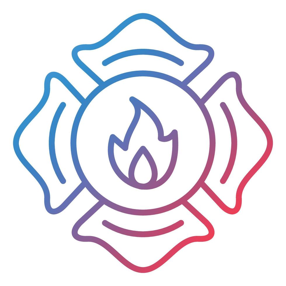 Firefighter Badge Line Gradient Icon vector