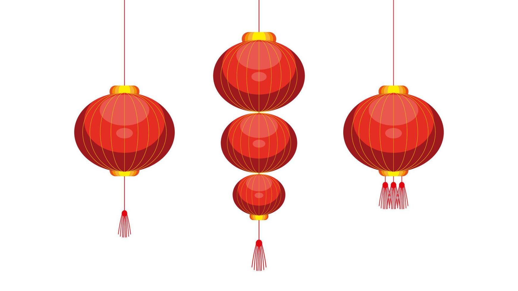 set of chinese lantern vector