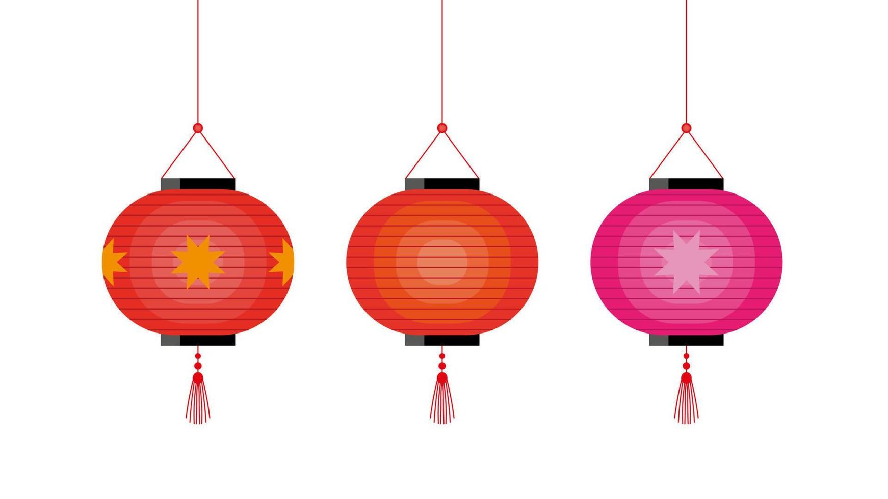 set of chinese lantern decoration suitable for lunar new year, lantern festival and etc vector