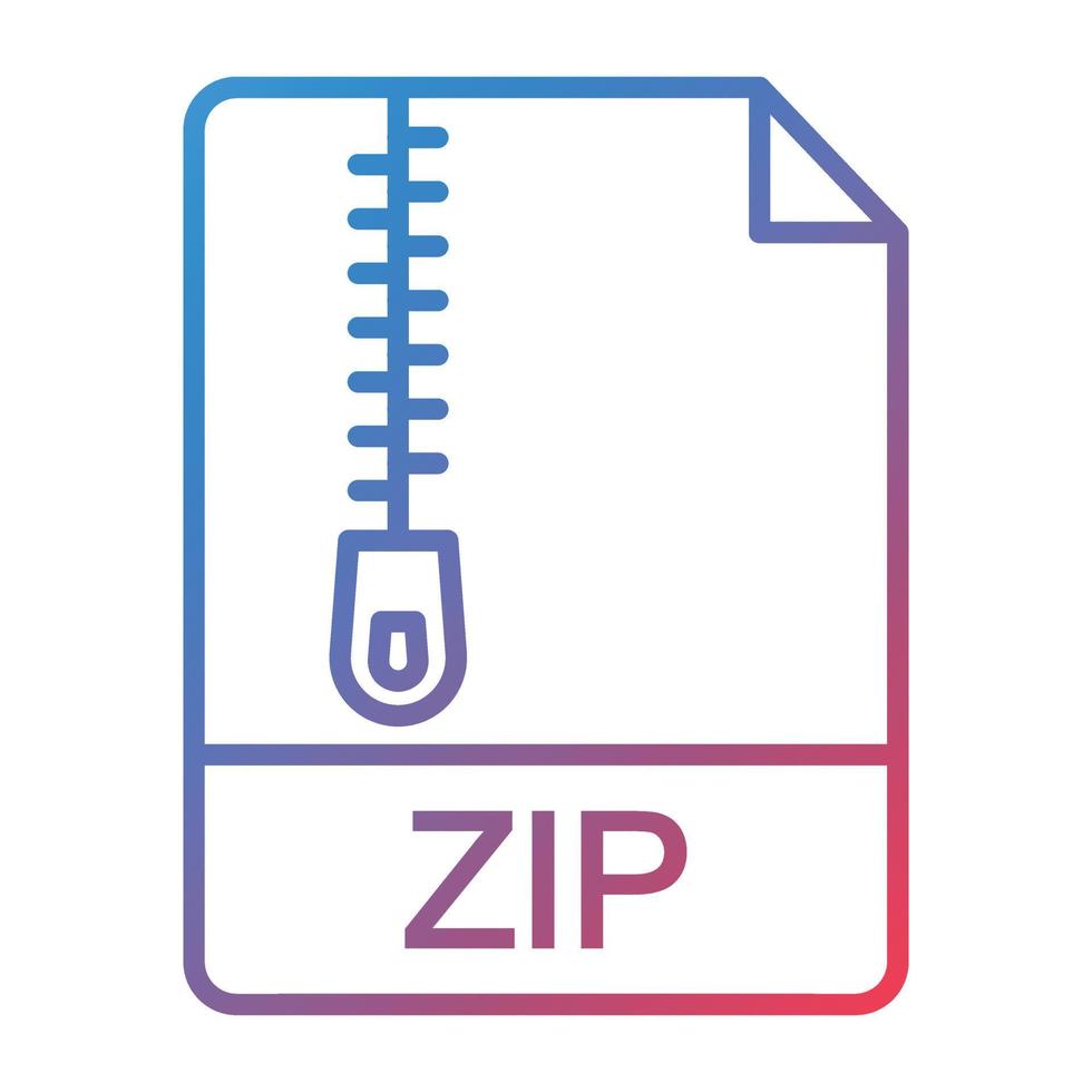 icono de degradado de línea de archivo zip vector