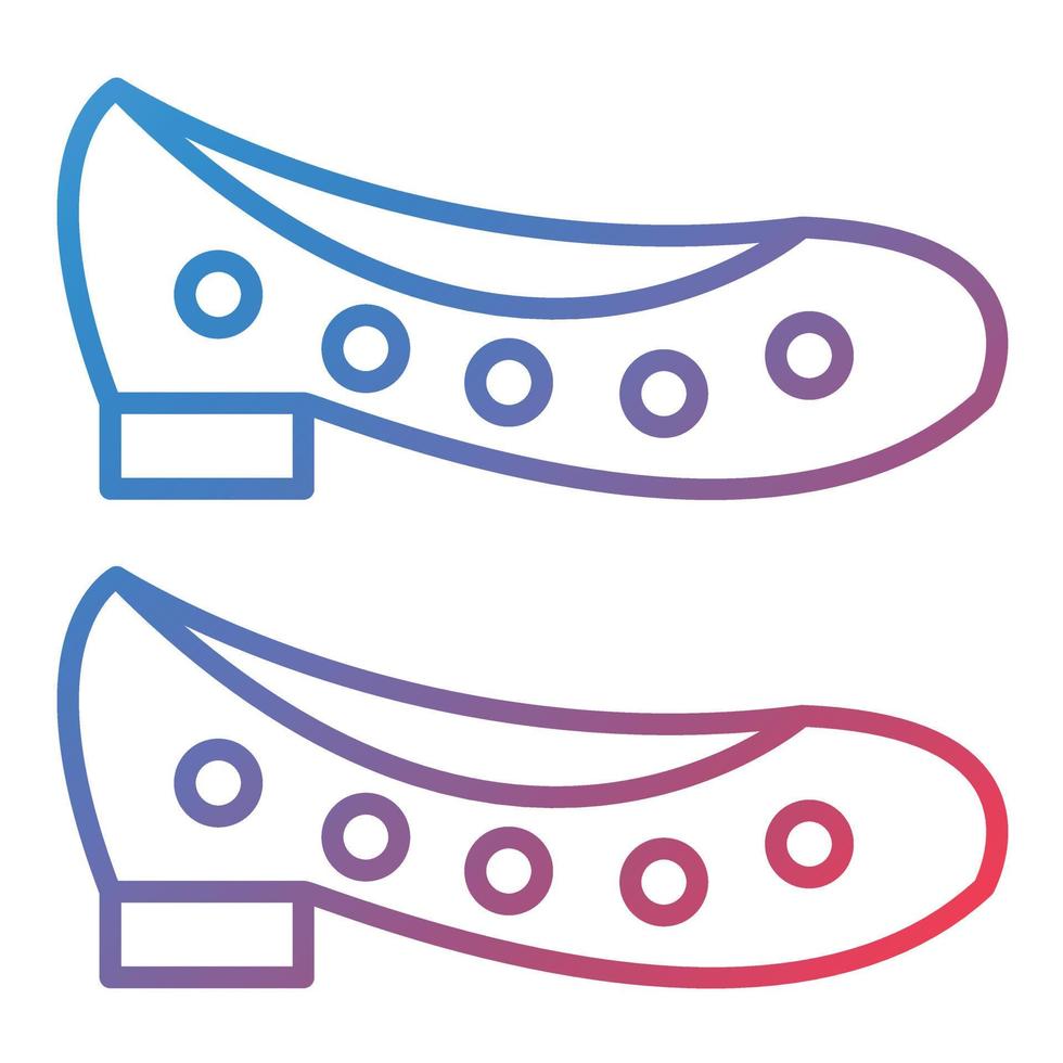 icono de gradiente de línea de zapatos planos vector