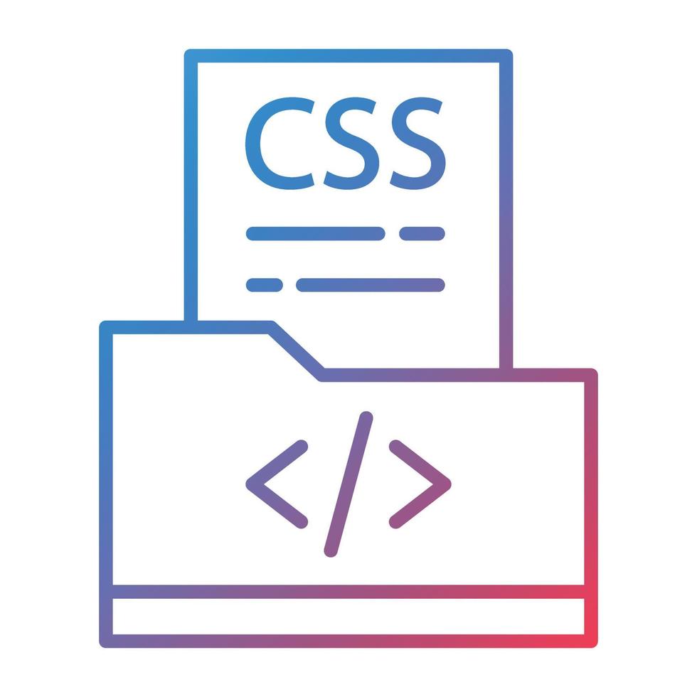 icono de degradado de línea de archivo css vector