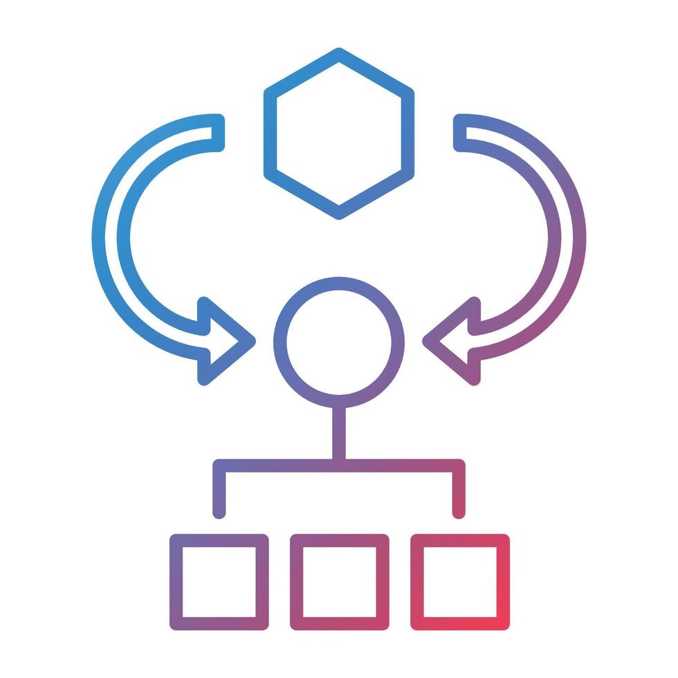 icono de gradiente de línea de algoritmo vector