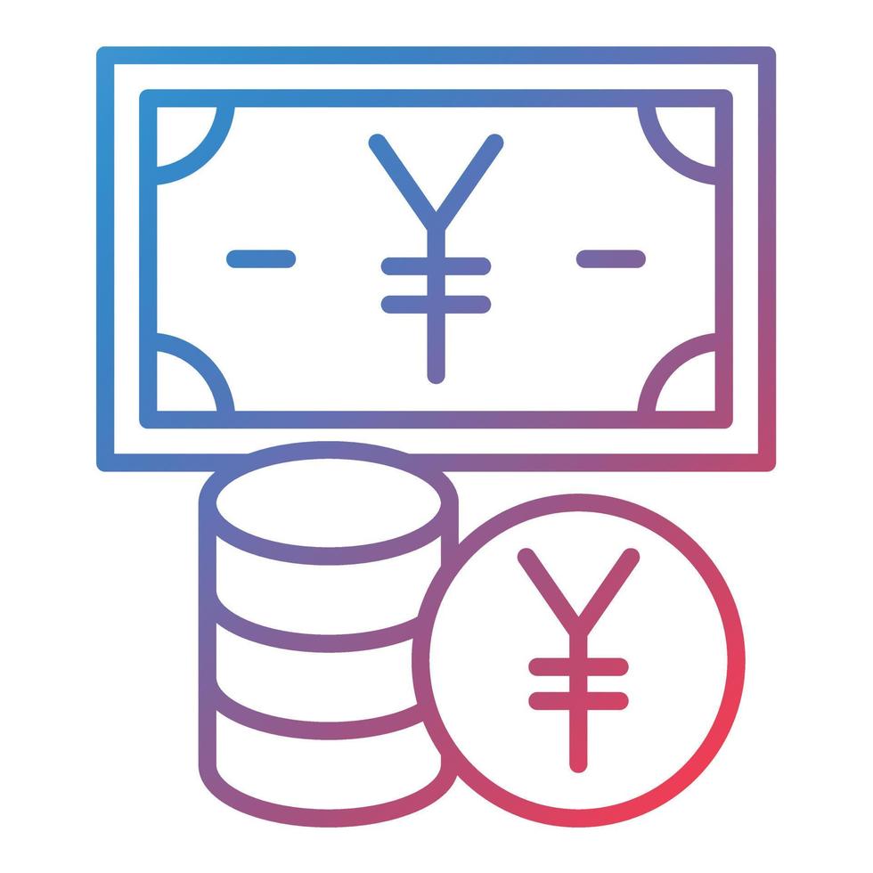 Yen Currency Line Gradient Icon vector