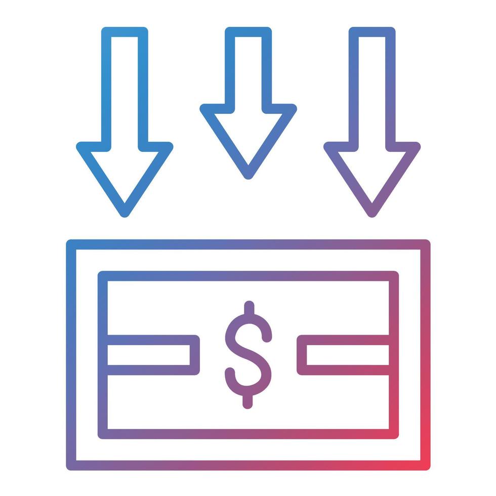 icono de gradiente de línea de depreciación vector