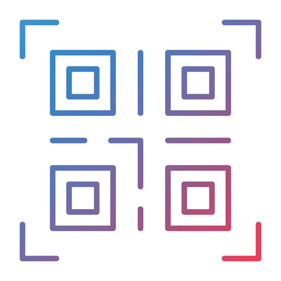 QR Code Line Gradient Icon vector