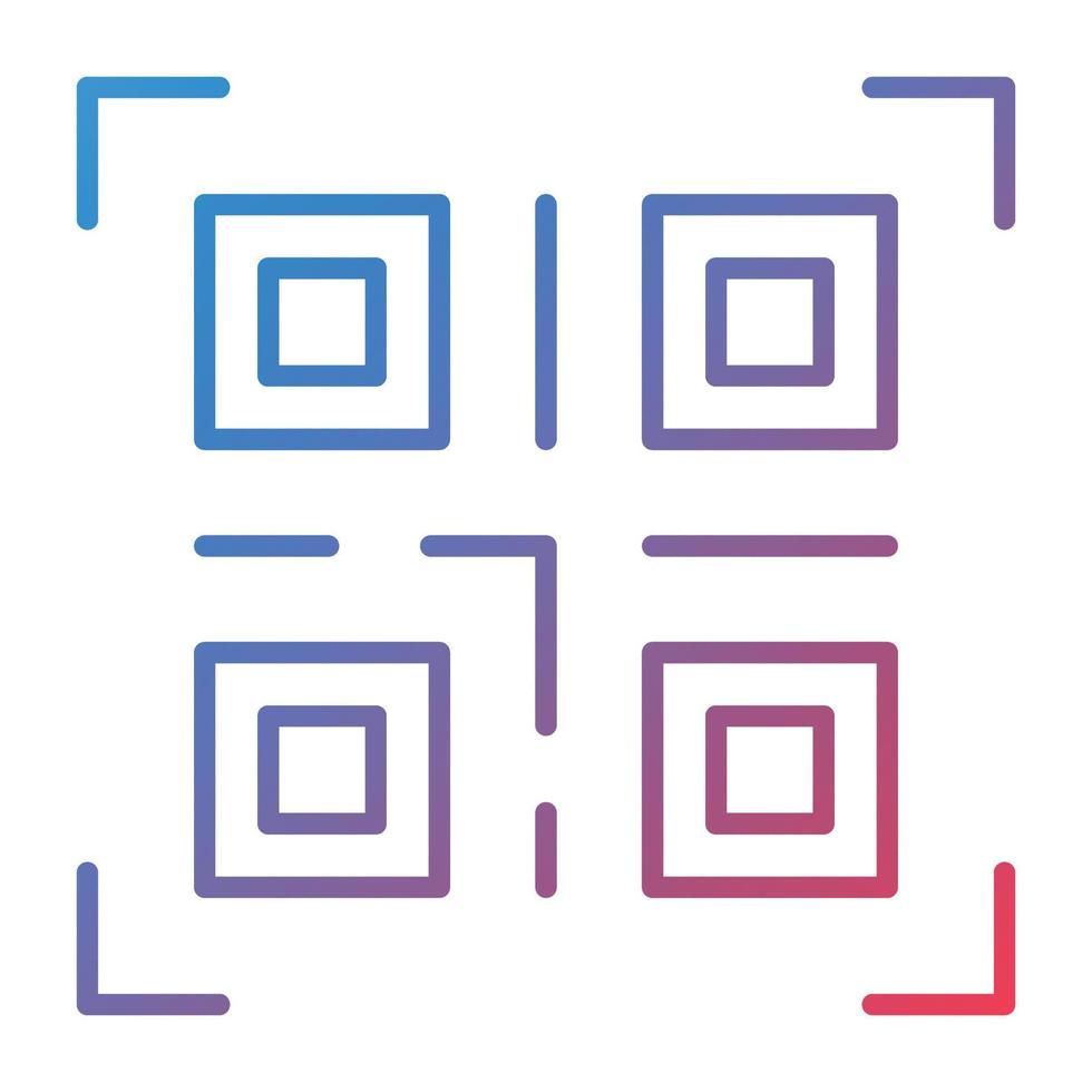 icono de gradiente de línea de código qr vector