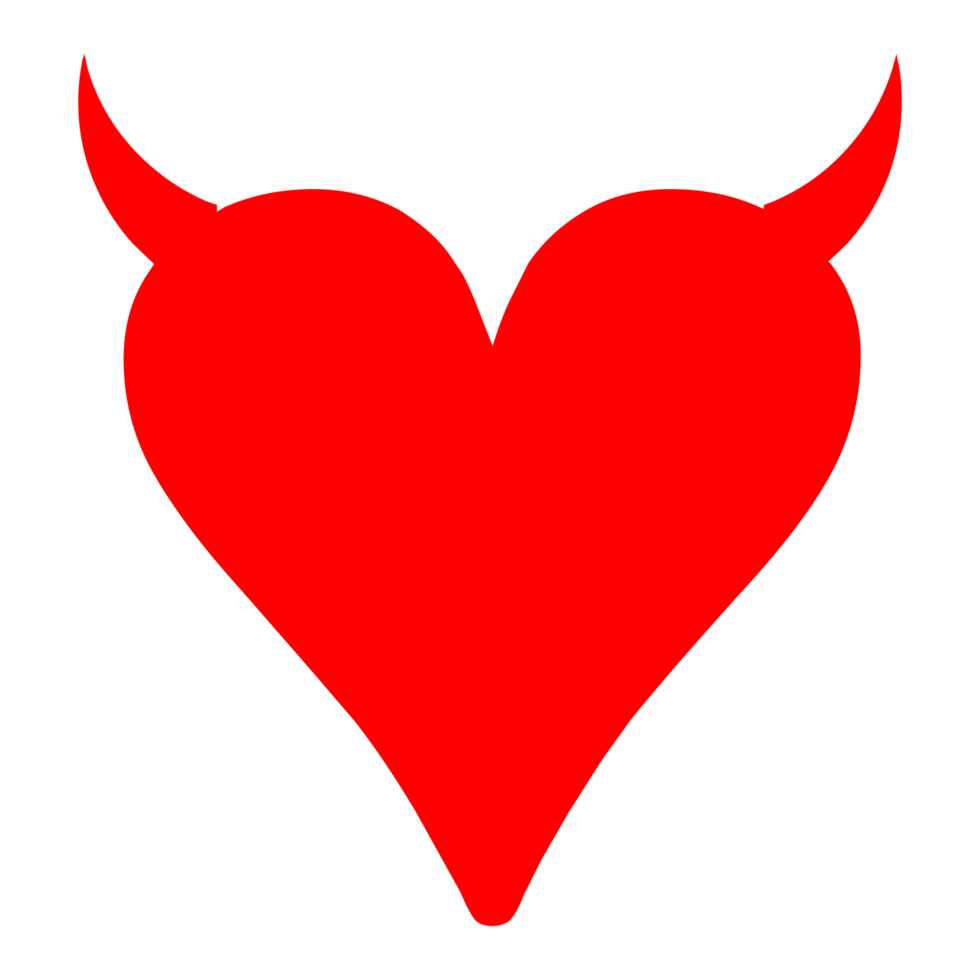 corazón con elemento de diseño de cuernos sobre fondo transparente png