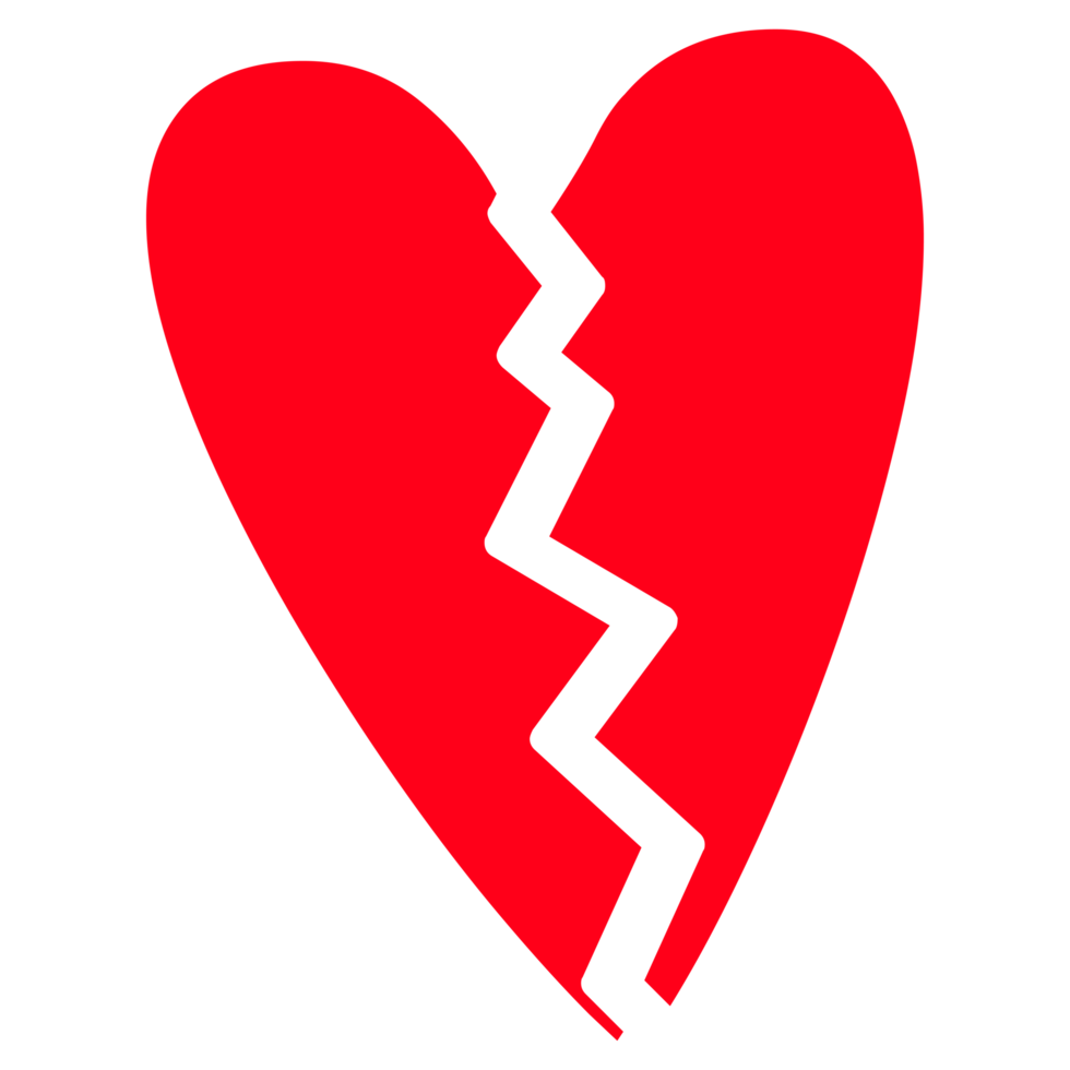 Broken Heart Symbol on Transparent Background png