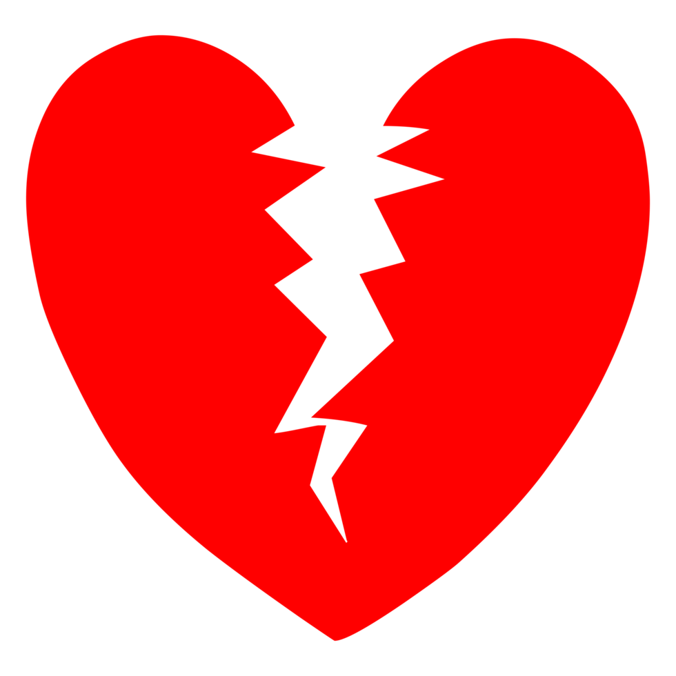 Broken Heart Symbol on Transparent Background png