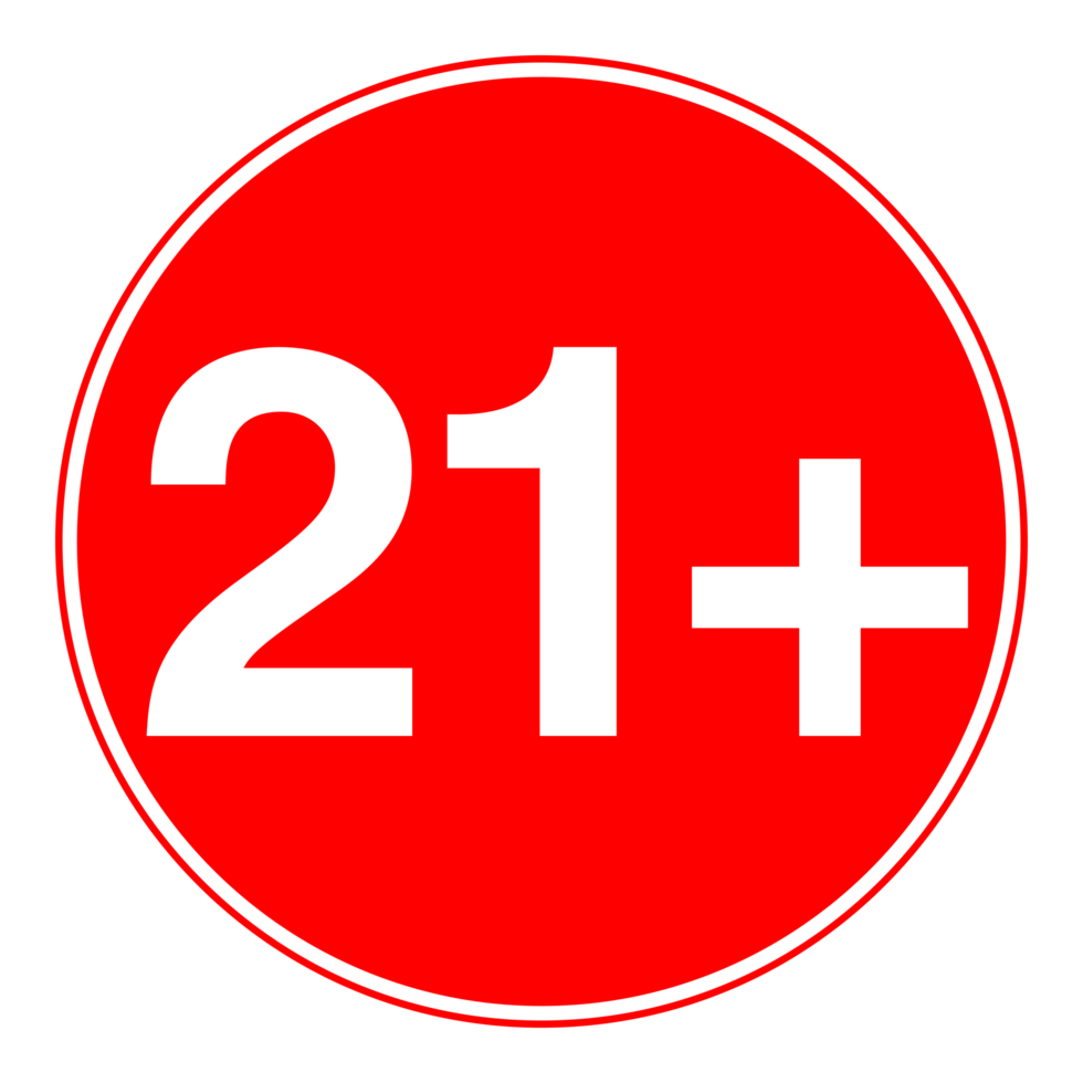 Age Rating sign over 21 on Transparent Background png