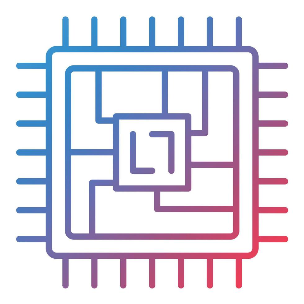icono de gradiente de línea de microchip vector