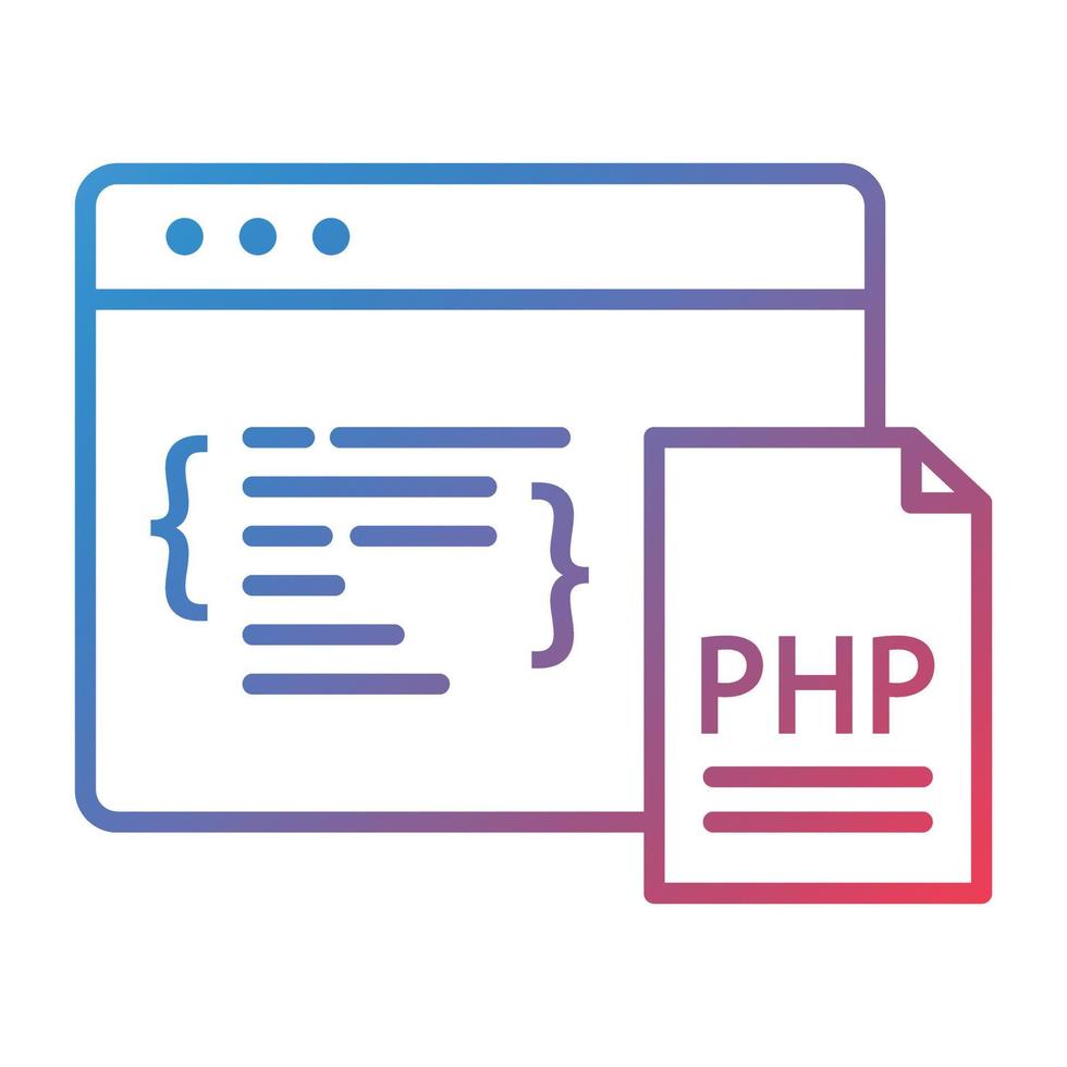 PHP Coding Line Gradient Icon vector