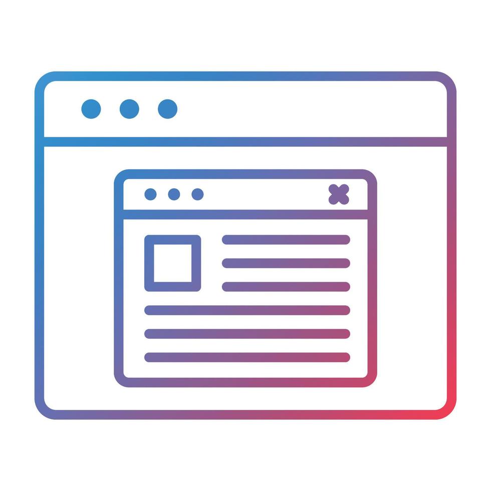 Browser Pop Up Line Gradient Icon vector