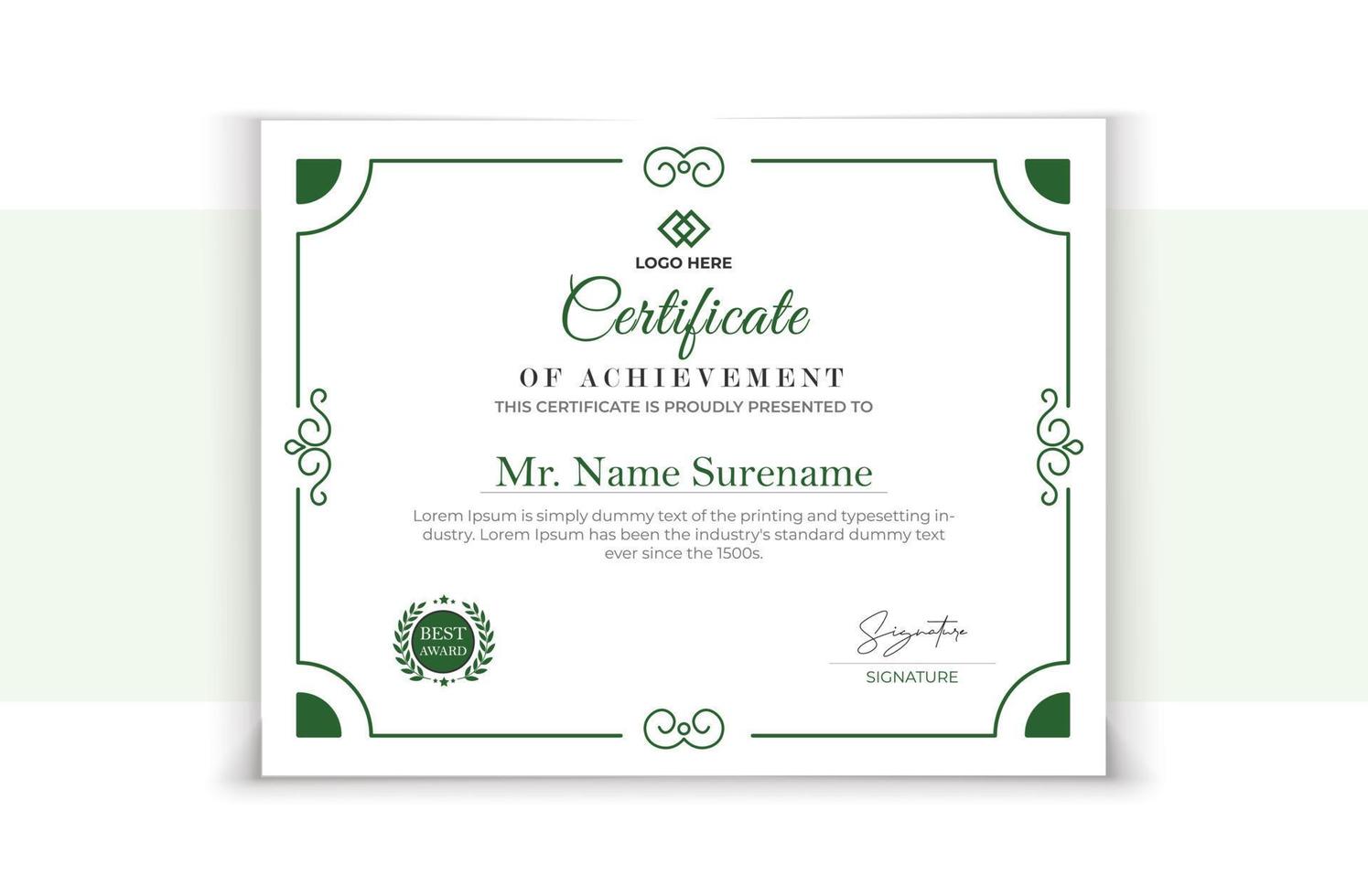 stylish certificate template design. vector