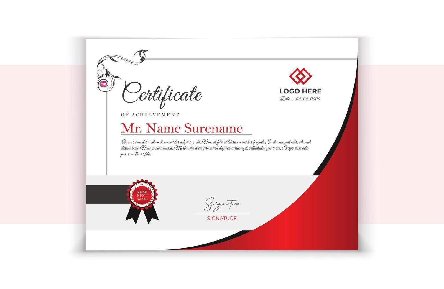 stylish certificate template design. vector