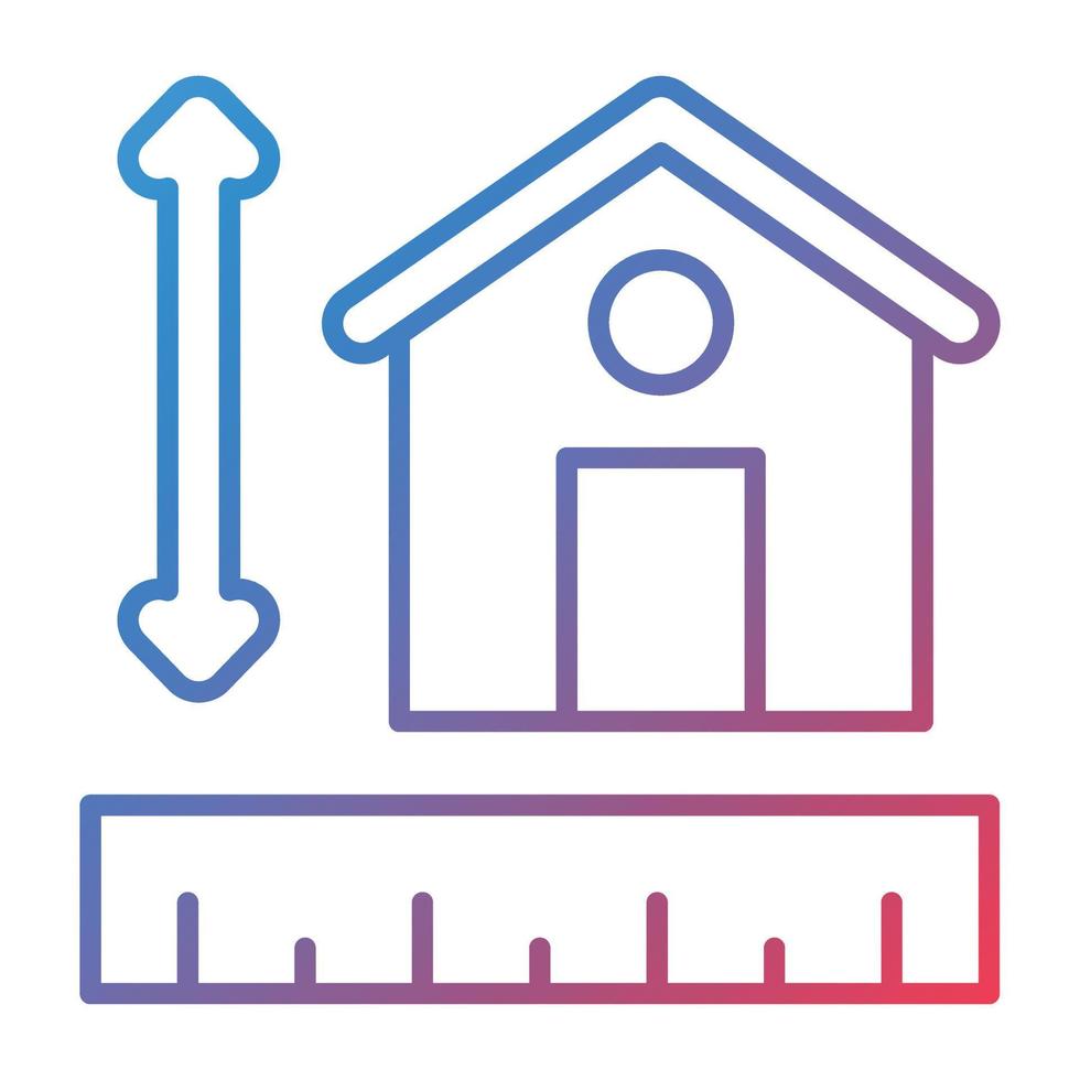 House Measurement Line Gradient Icon vector