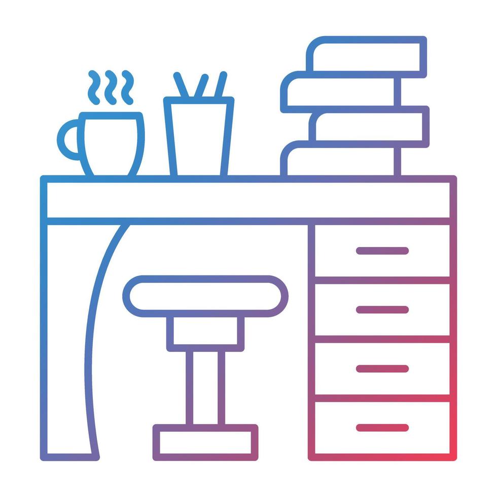 Study Table Line Gradient Icon vector