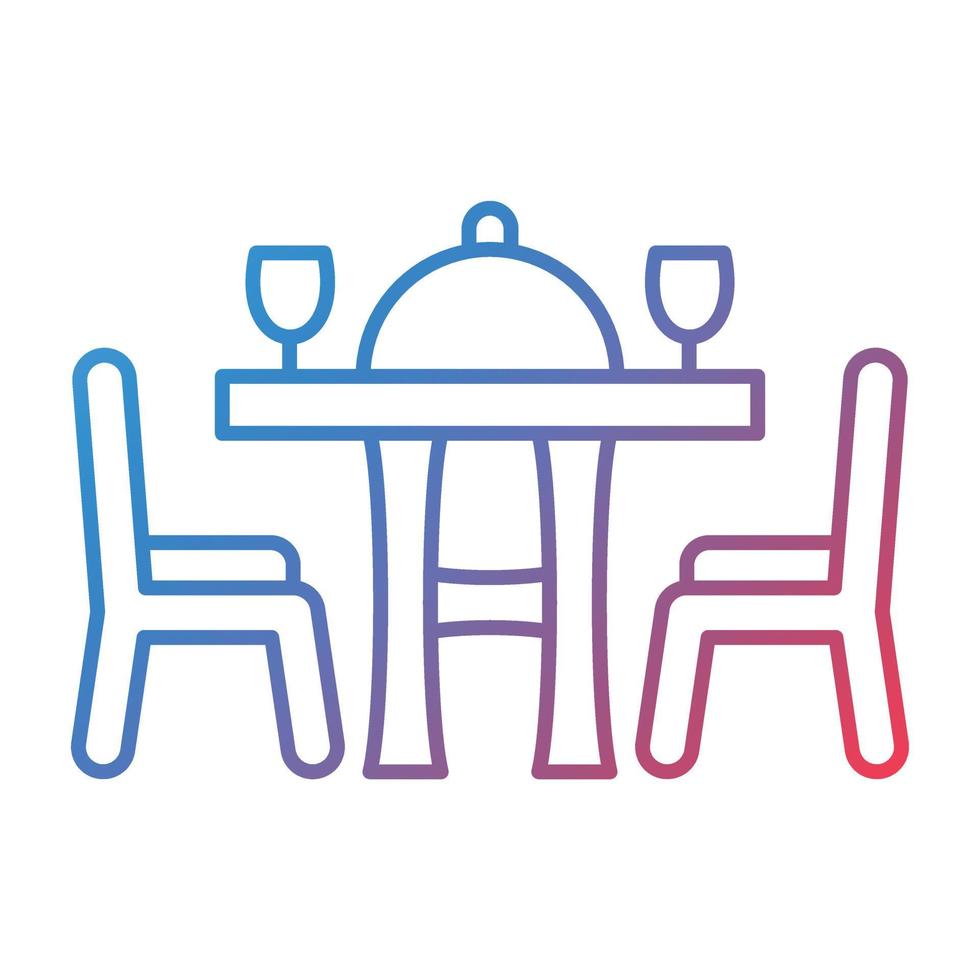 icono de gradiente de línea de mesa de comedor vector