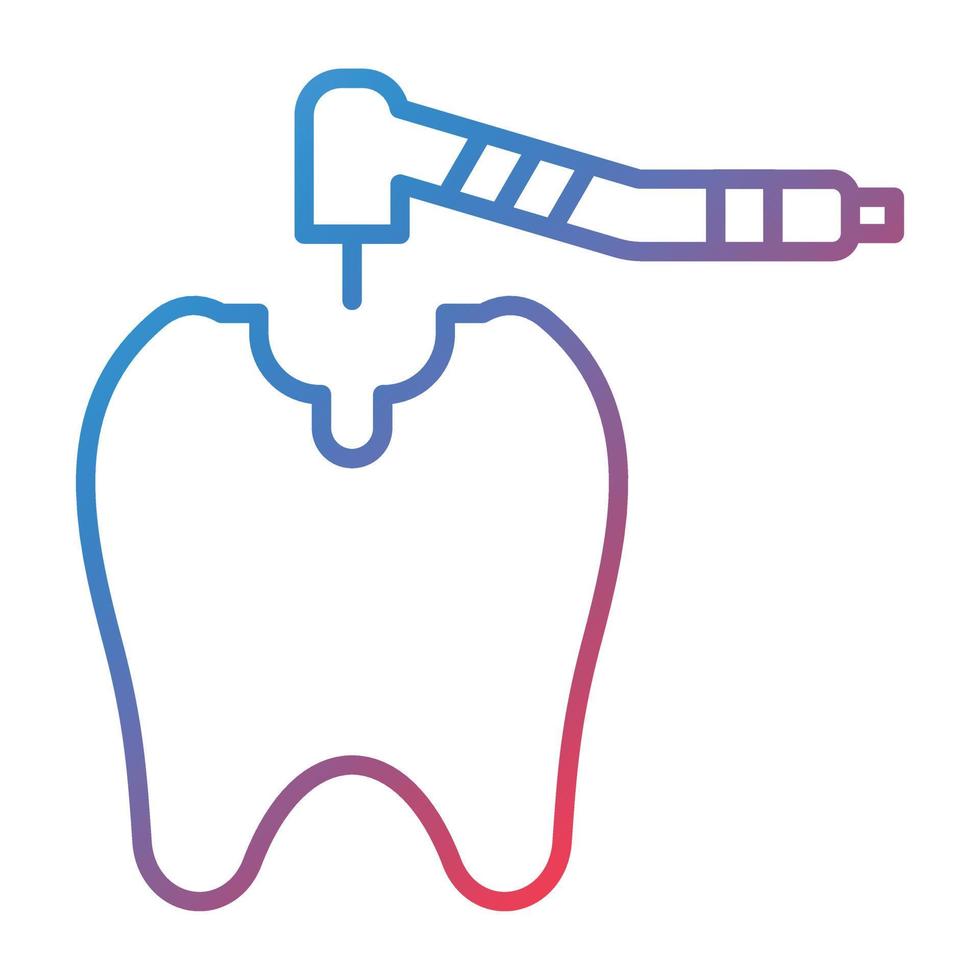 icono de gradiente de línea de perforación de dientes vector