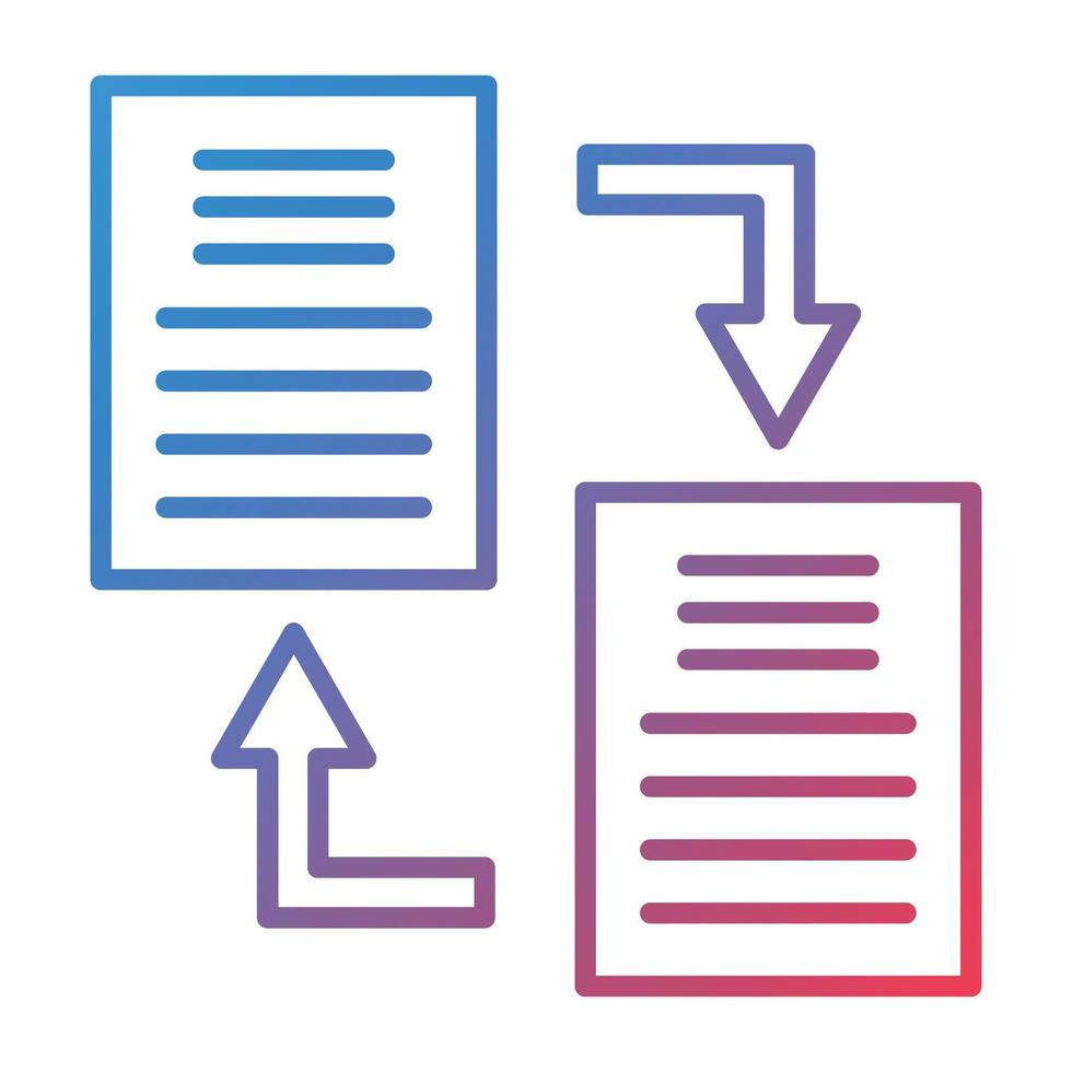 icono de gradiente de línea de intercambio de documentos vector