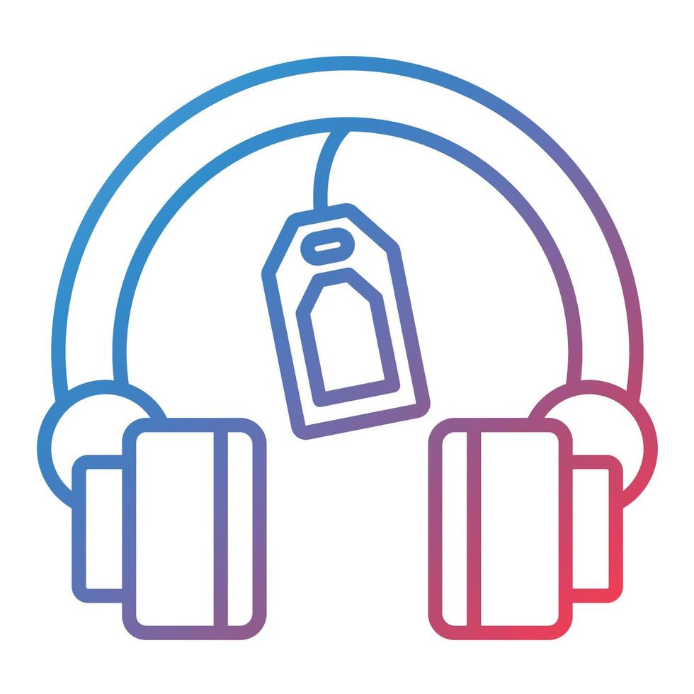 Headphone Sale Line Gradient Icon vector