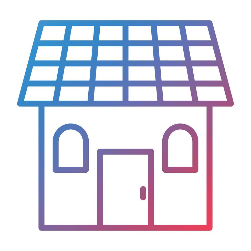 Solar House Line Gradient Icon vector