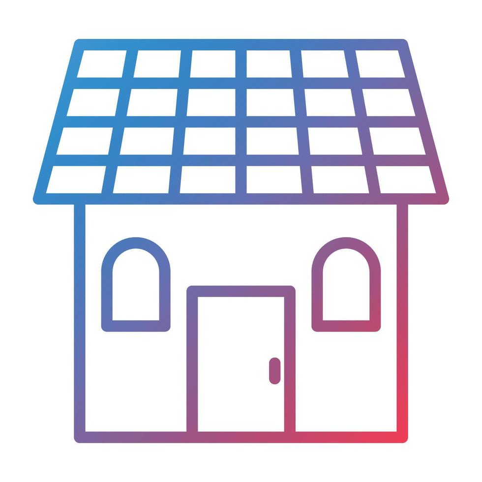 Solar House Line Gradient Icon vector